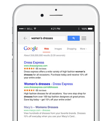 search results on an iphone